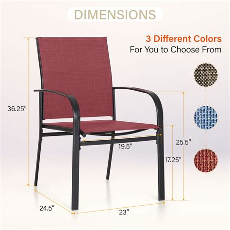 PHI VILLA Patio Textilene Fixed Dining Chairs.